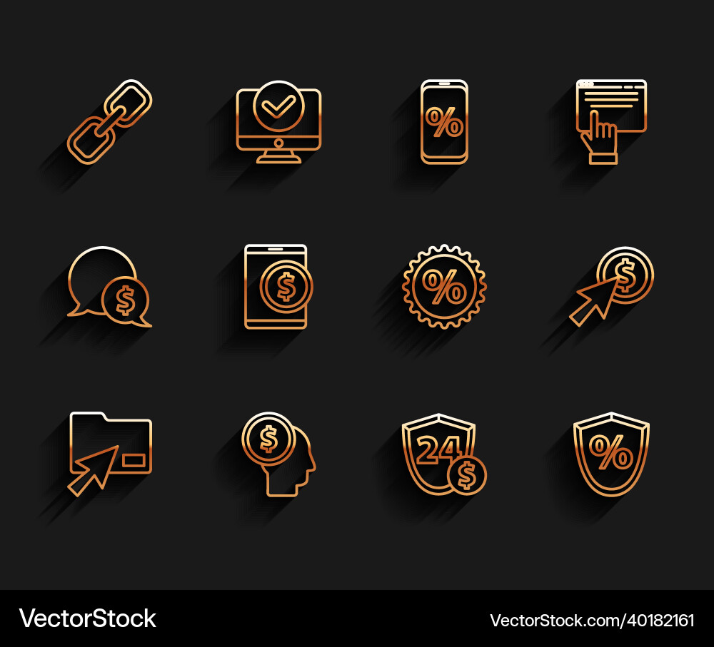 Set line cursor click document folder business Set line cursor click document folder business vector image