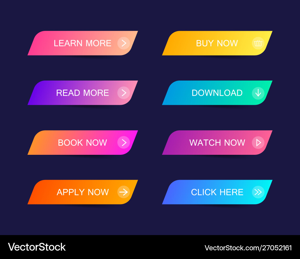 Set modern material style buttons for website Set modern material style buttons for website vector image