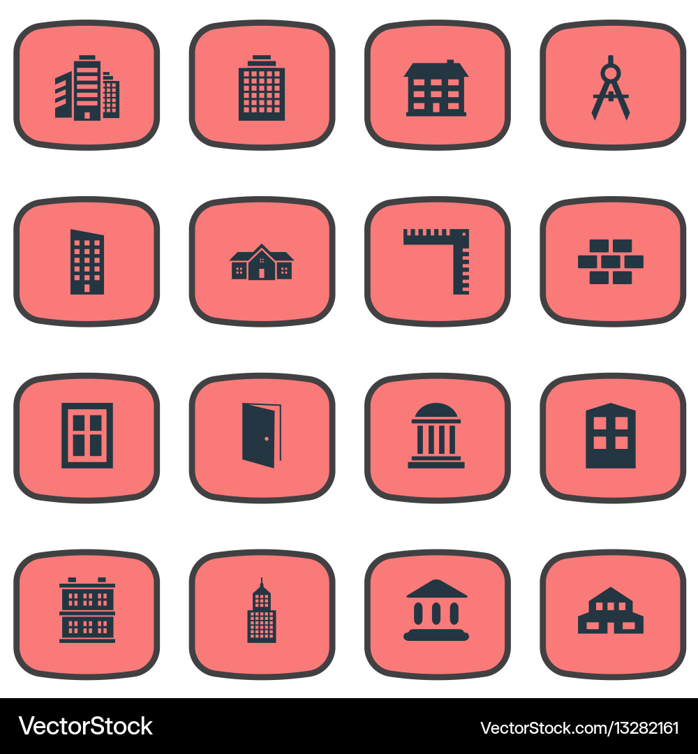 Set of 16 simple structure icons can be found vector image