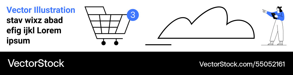 Shopping cart cloud service and user interaction Shopping cart cloud service and user interaction Vector Image