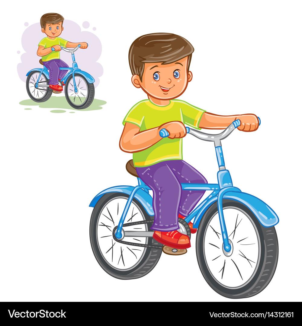 Small boy ride bikes vector image