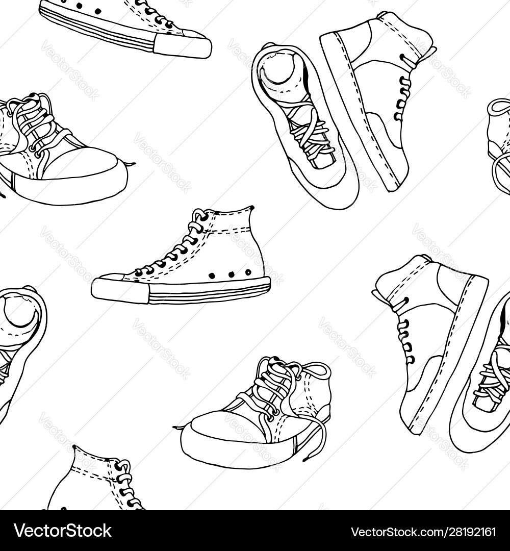 Sneakers seamless pattern active shoes isolated Sneakers seamless pattern active shoes isolated vector image