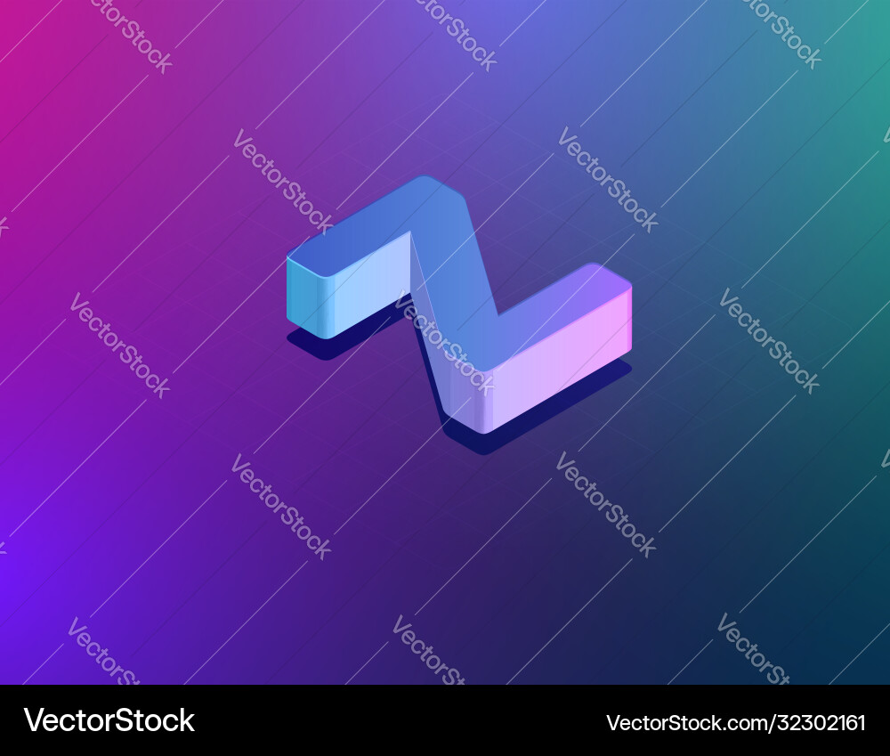 Three dee tech font character z isometric Three dee tech font character z isometric vector image