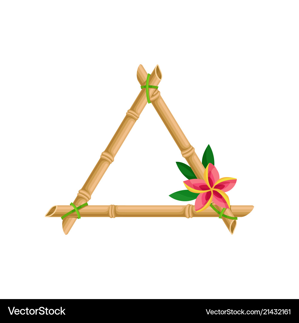 Wooden frame made of bamboo sticks with flower Wooden frame made of bamboo sticks with flower vector image