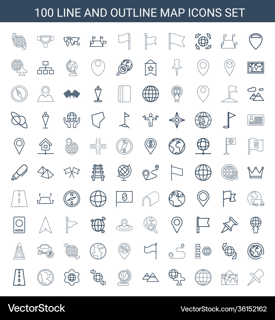 100 map icons (36152162) – Free Vector | VectorStock
