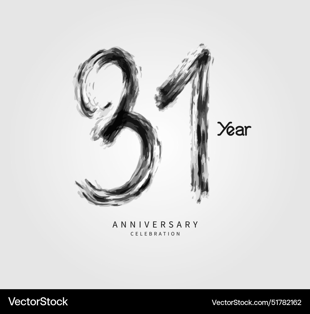 31 year anniversary celebration logo black brush 31 year anniversary celebration logo black brush vector image