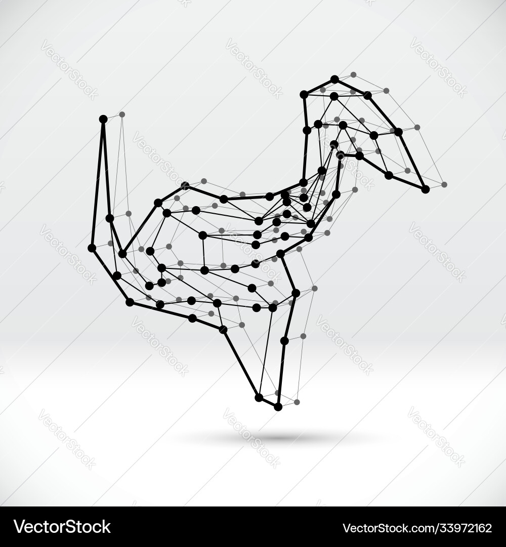 Abstract 3d wireframe shape with connected Abstract 3d wireframe shape with connected vector image