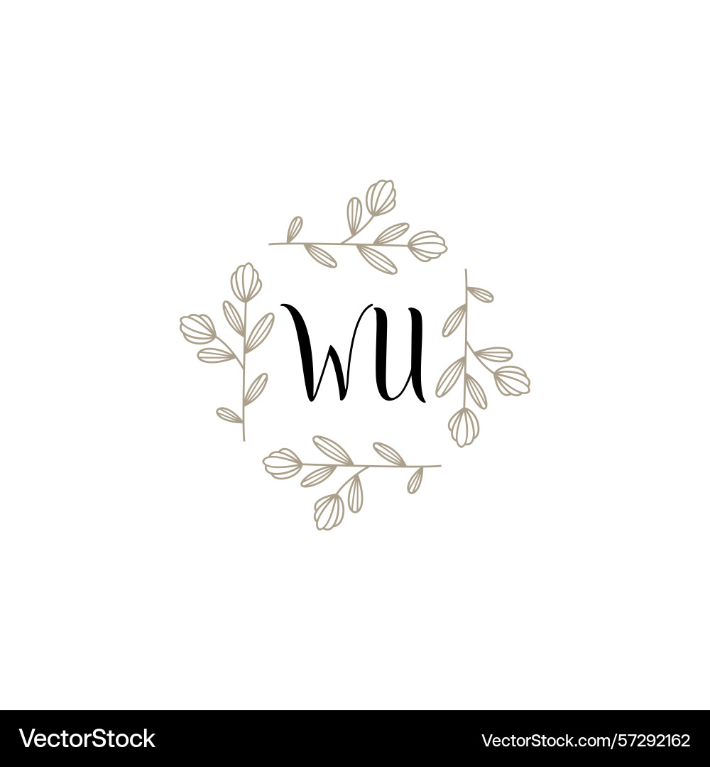 Botanical monogram logos with initial wu Vector Image