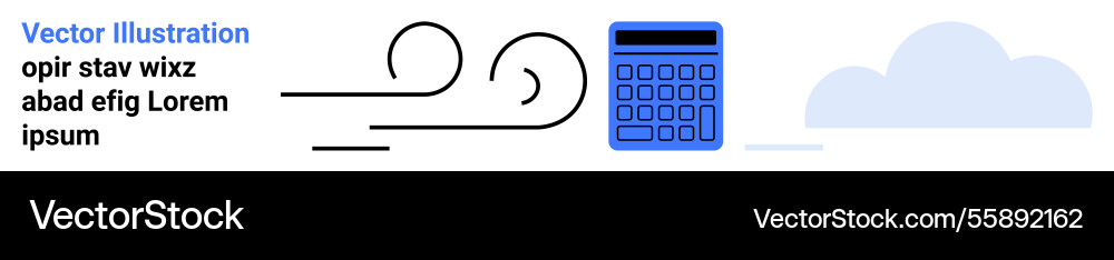 Calculator with swirls and cloud representing Calculator with swirls and cloud representing vector image