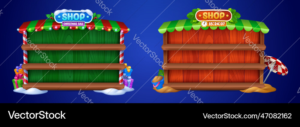 Cartoon set of empty game shop frames Cartoon set of empty game shop frames vector image