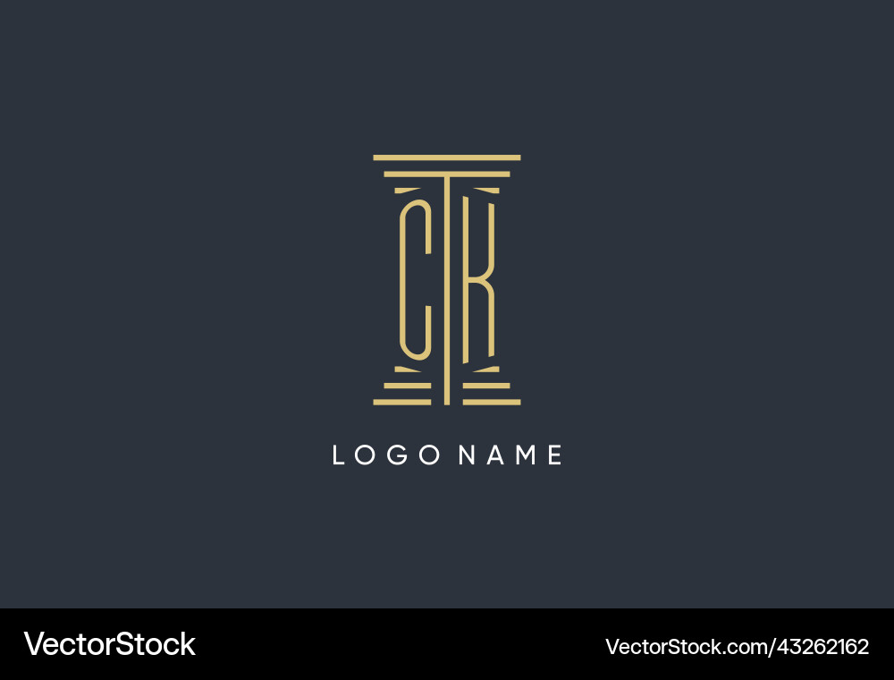 Ck initial monogram with pillar shape logo design Vector Image