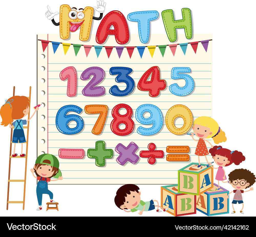 Counting numbers from zero to nine and math Counting numbers from zero to nine and math vector image