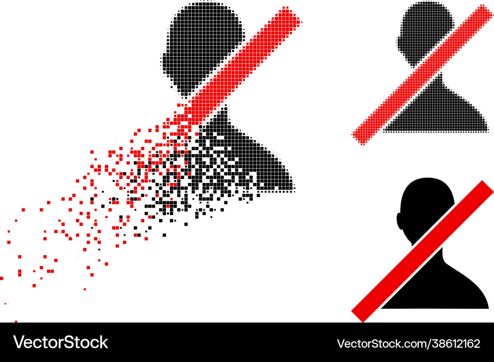 Damaged and halftone pixel closed user icon Vector Image