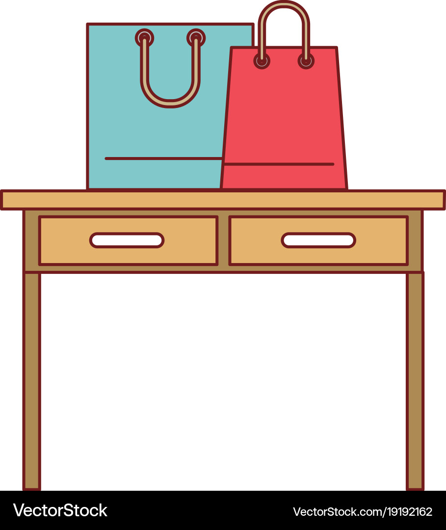 Desk table with drawers front view shopping Vector Image