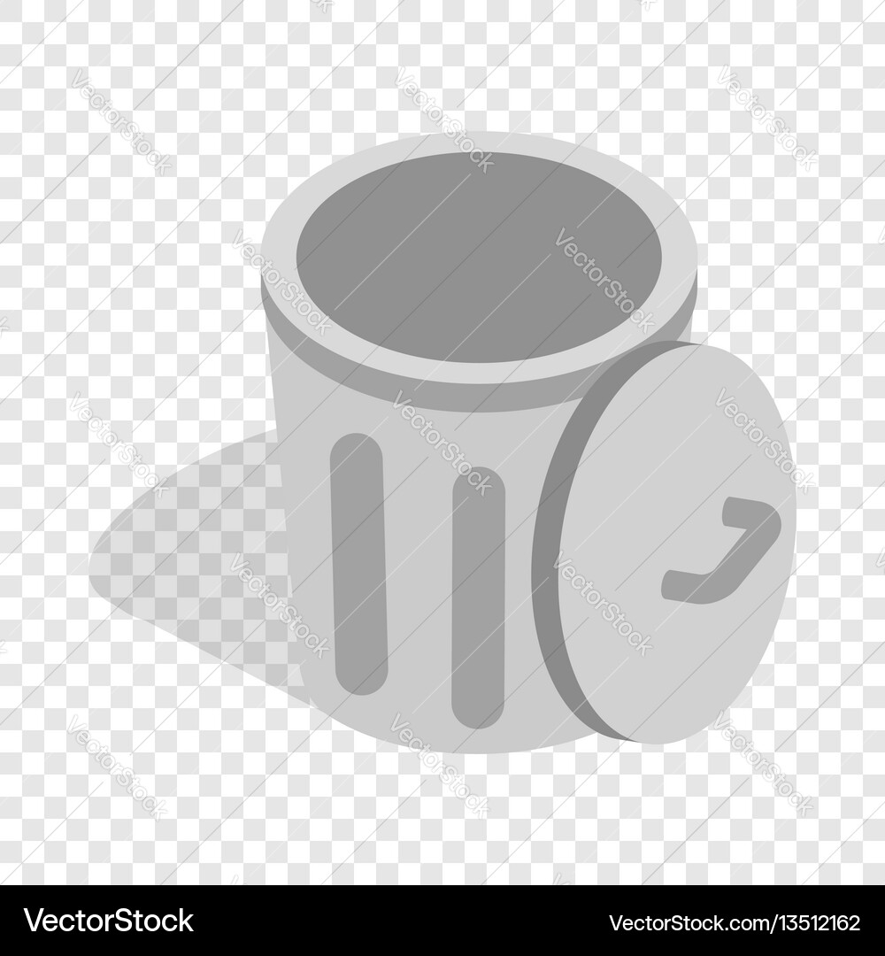 Gray trash can with open lid isometric icon Vector Image