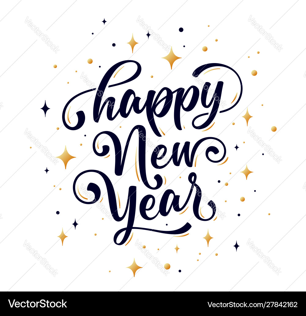 Happy new year lettering text Happy new year lettering text vector image
