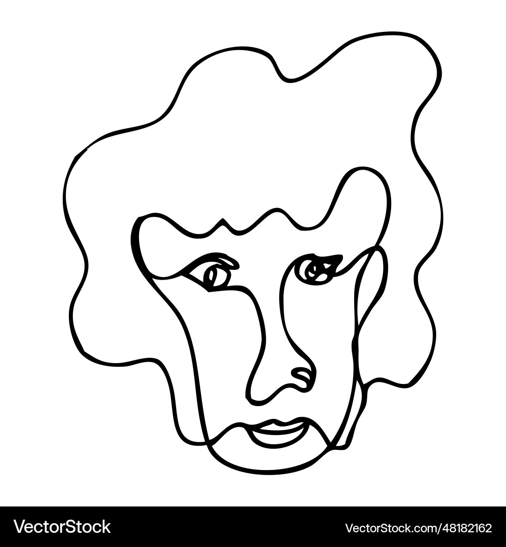 Man face simple sketch single one line art Vector Image