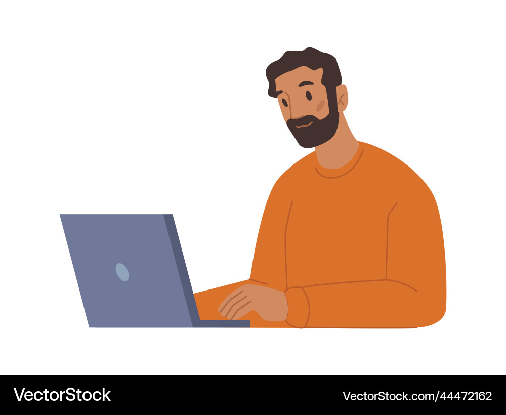 Man working on personal computer Man working on personal computer vector image