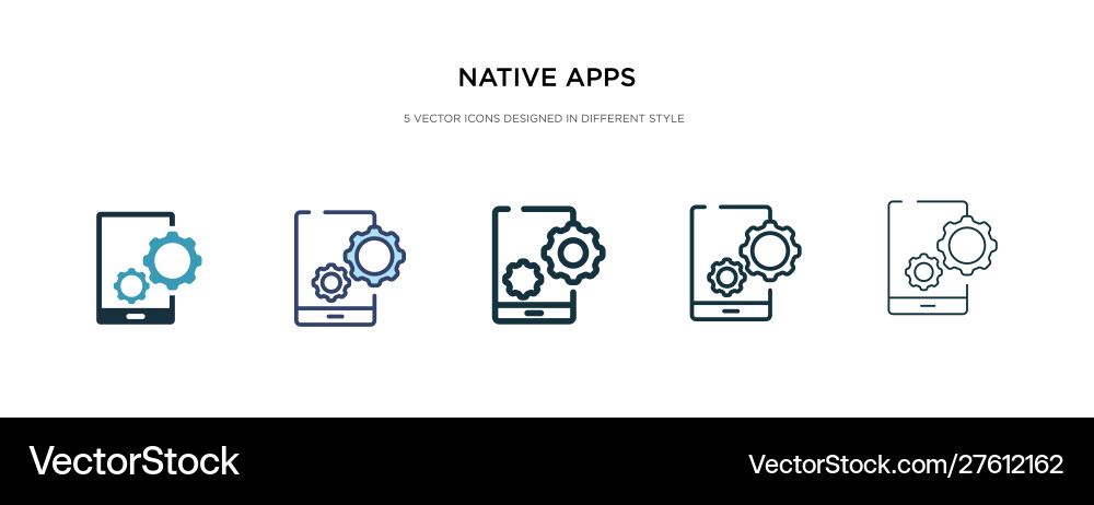 Native apps icon in different style two colored Native apps icon in different style two colored vector image