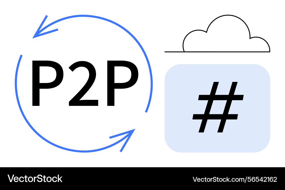 Peer-to-peer data sharing with cloud integration Peer-to-peer data sharing with cloud integration vector image