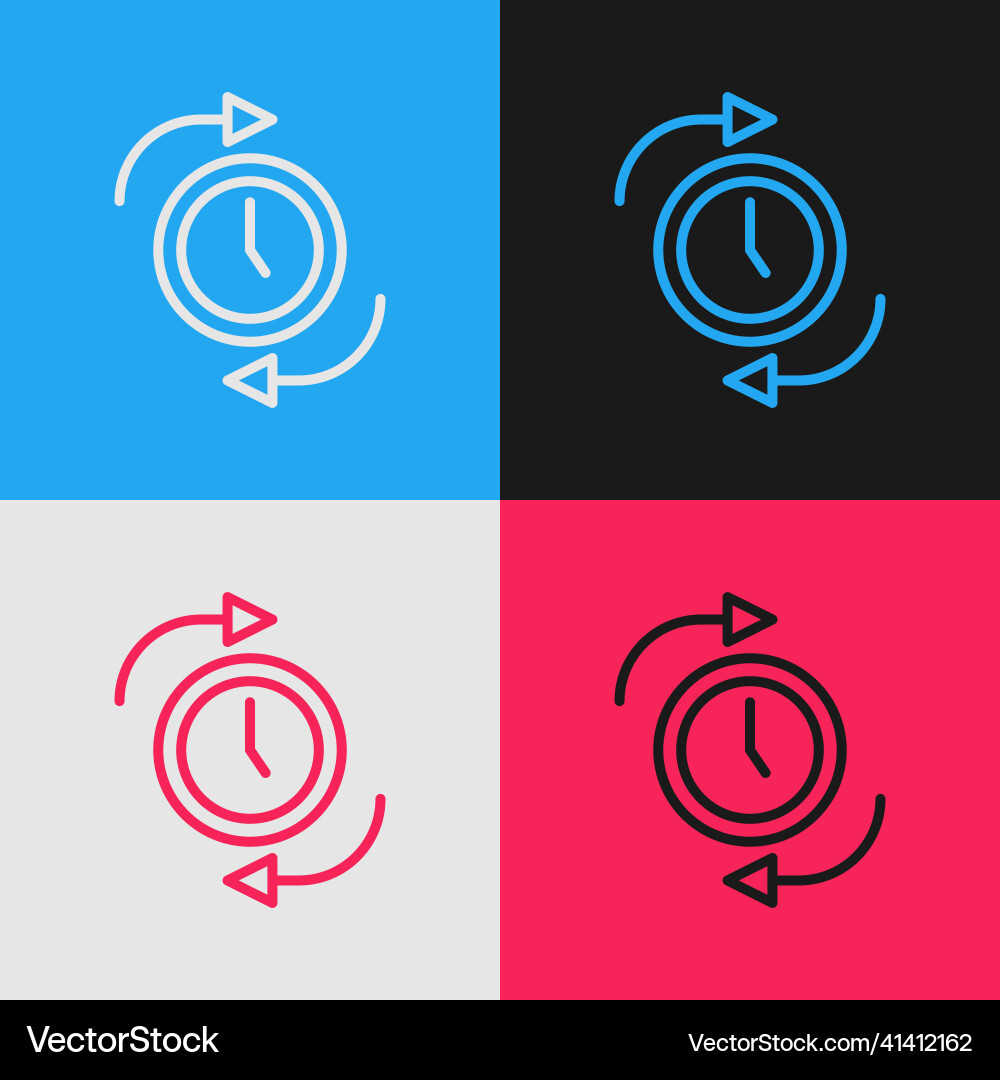 Pop art line clock with arrow icon isolated Pop art line clock with arrow icon isolated Vector Image