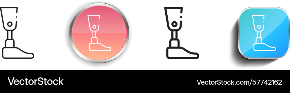Prosthetic icon thin linear regular and button Prosthetic icon thin linear regular and button vector image