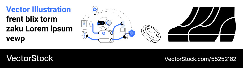 Robot assisting with technology operations Robot assisting with technology operations Vector Image