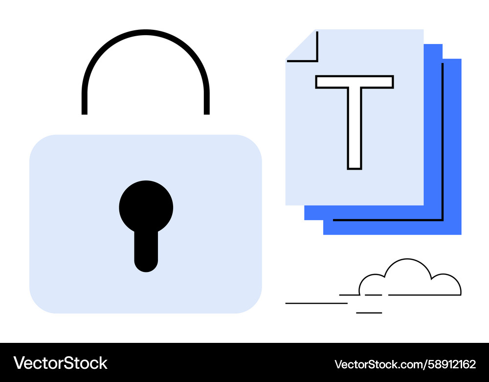 Secure document storage with lock and cloud backup Secure document storage with lock and cloud backup Vector Image