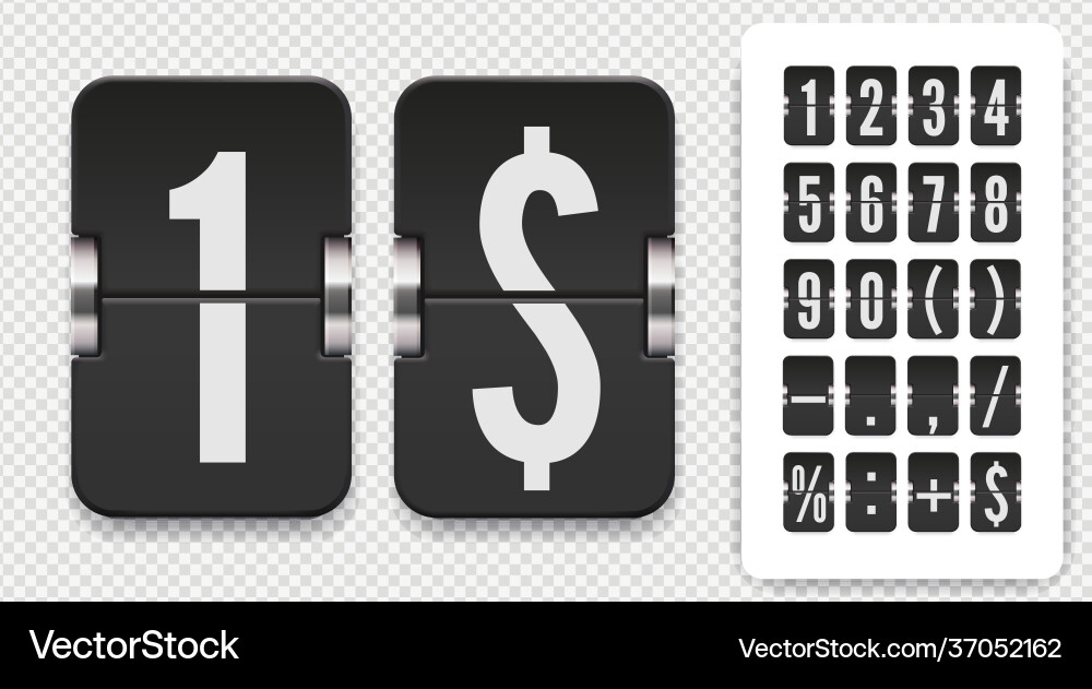Set flip scoreboard numbers and symbols Set flip scoreboard numbers and symbols vector image
