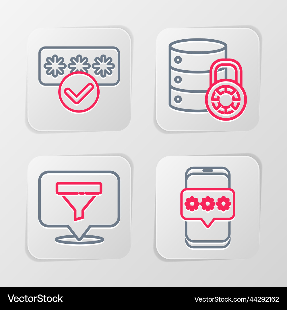 Set line mobile and password location with sales Set line mobile and password location with sales vector image