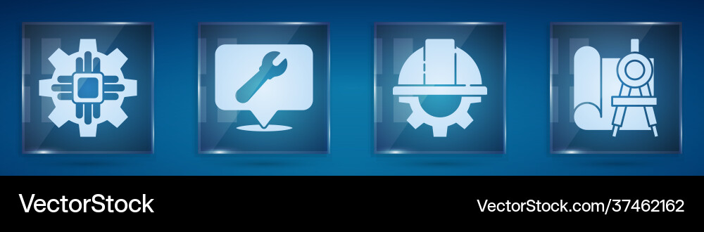 Set processor location with wrench spanner Vector Image
