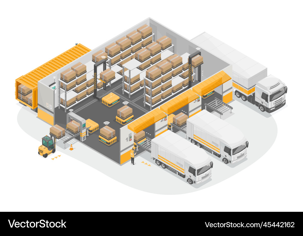Smart Warehouse Robot Logistics Royalty Free Vector Image