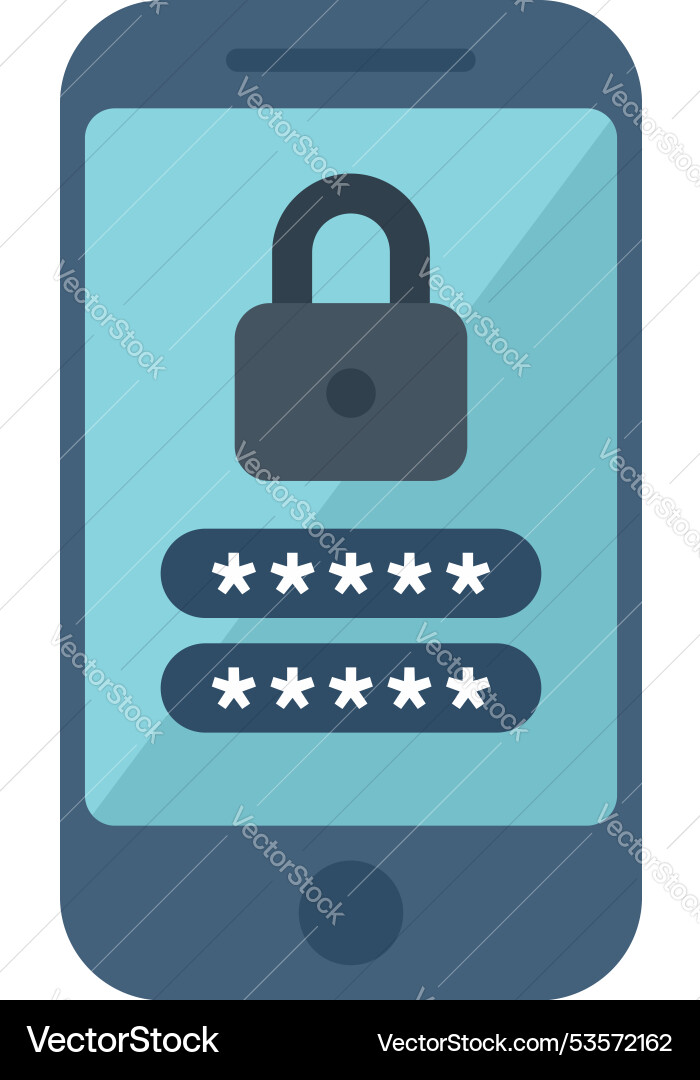 Smartphone displaying password protected login Vector Image