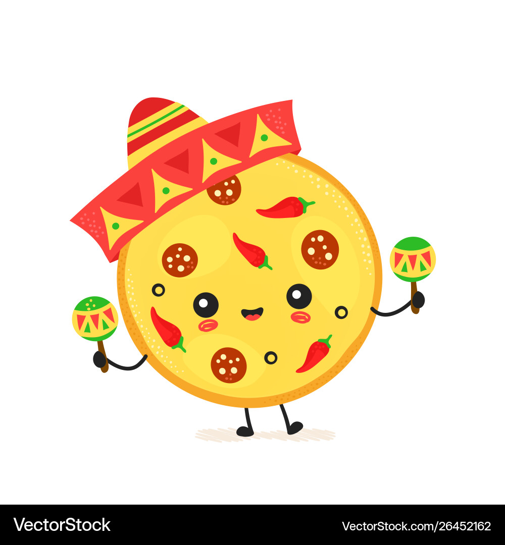 Smiling Pizza Character Vector Image