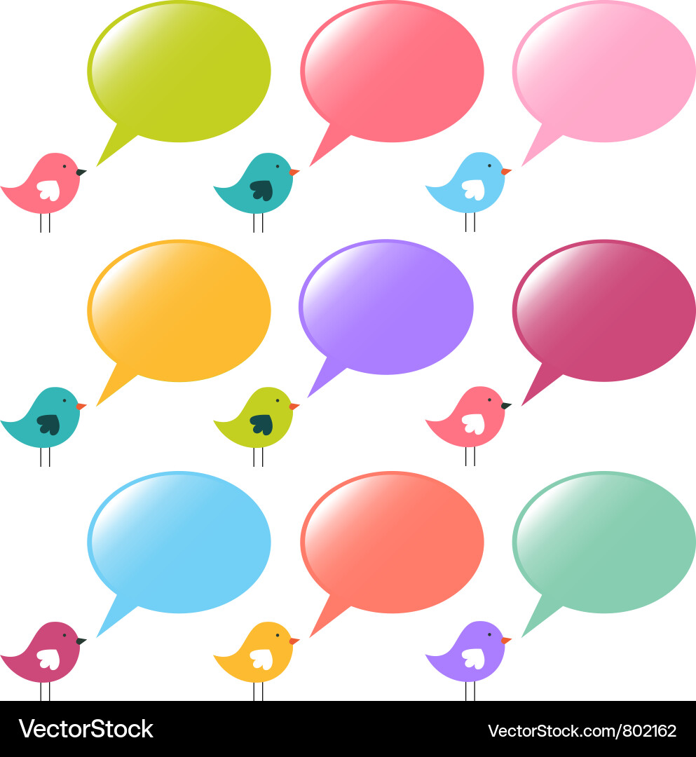Speech bubbles and birds set Vector Image