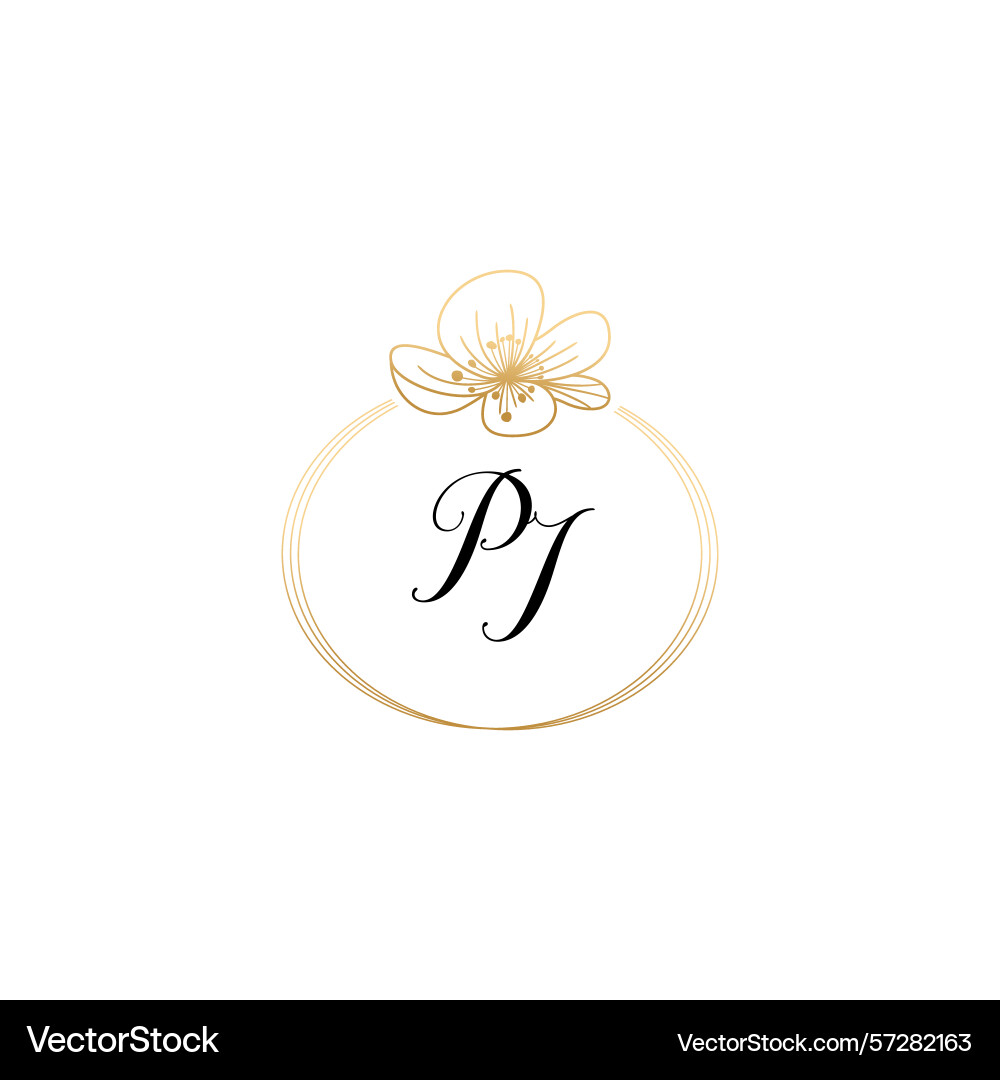 Botanical monogram logos with initial pi Vector Image