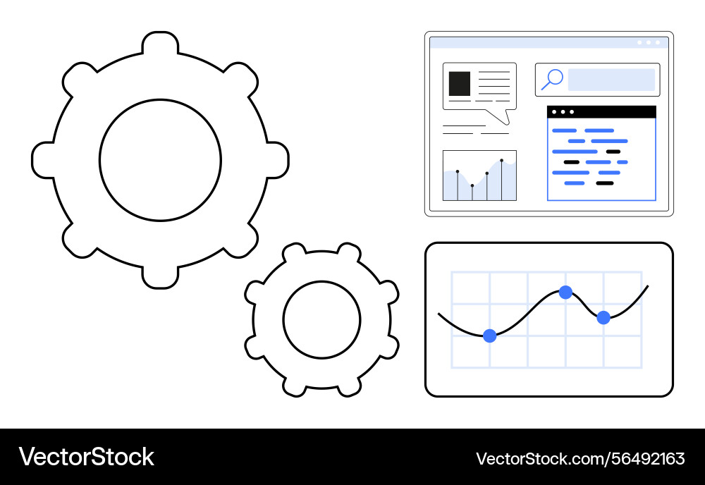Data analysis and optimization with gears Data analysis and optimization with gears vector image