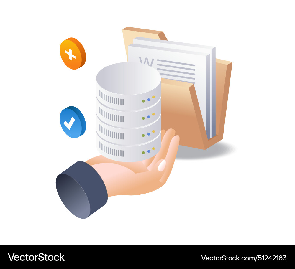 Database folder above hand technology infographic Vector Image