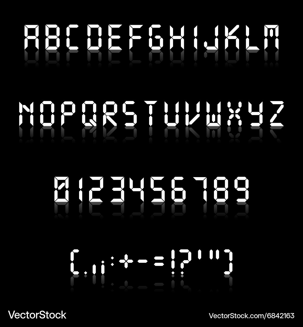 Digital Font Reflection vector image