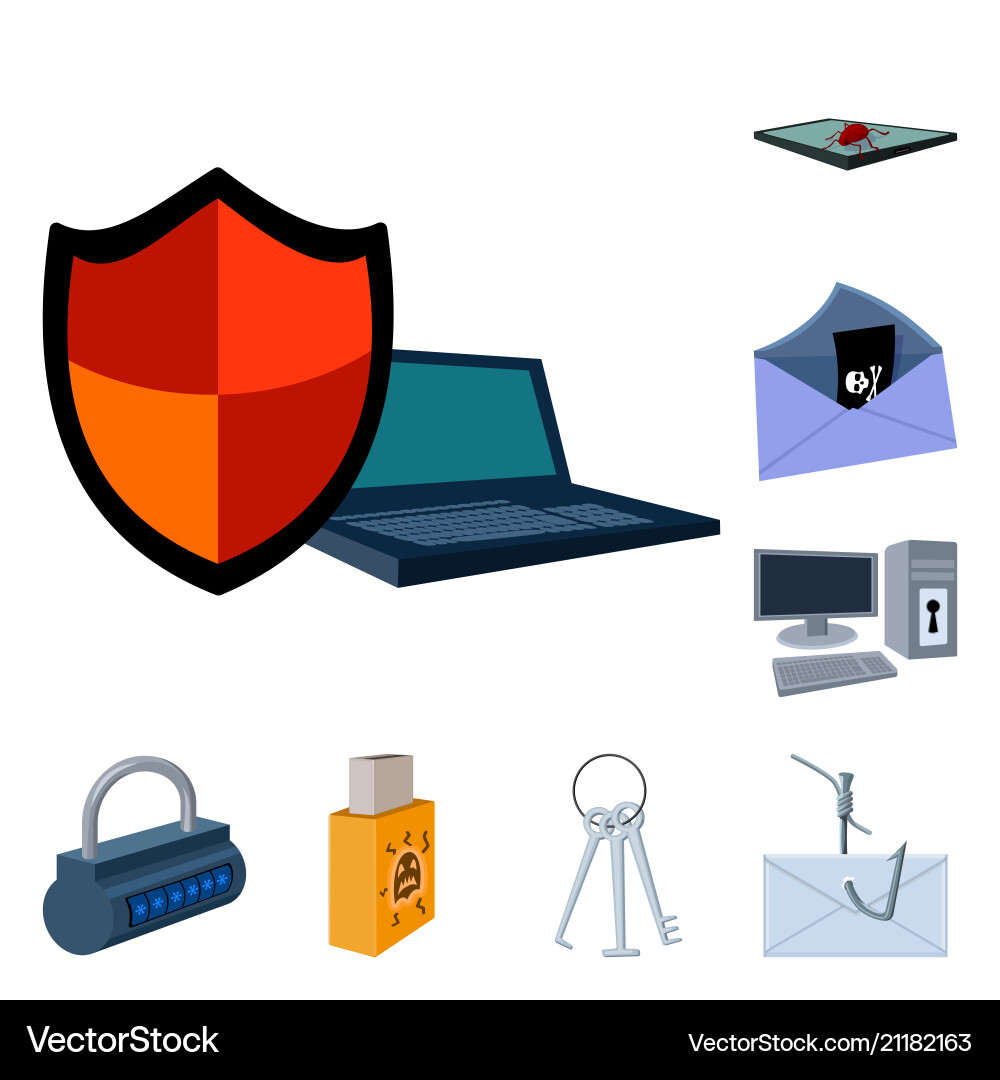 Hacker and hacking cartoon icons in set collection Vector Image