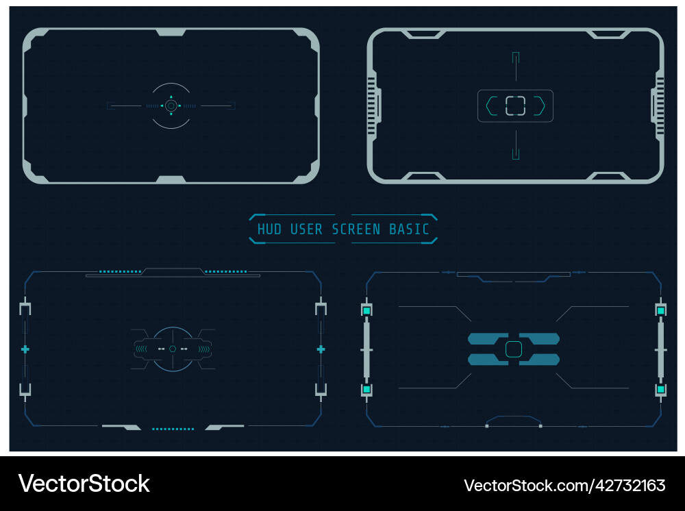 Hud futuristic ui screen frame elements set vector image