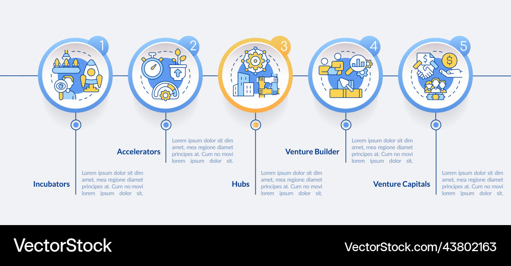 Kinds of new business support circle infographic Kinds of new business support circle infographic vector image