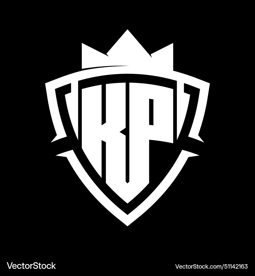 Kp letter monogram with triangle curve shield Vector Image