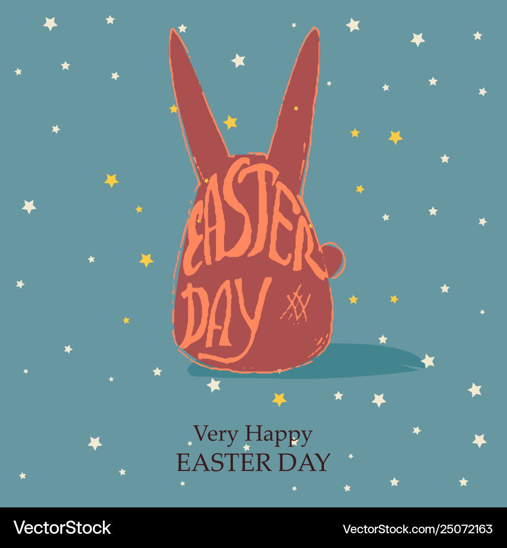 Rabbit shape with text easter day Rabbit shape with text easter day vector image