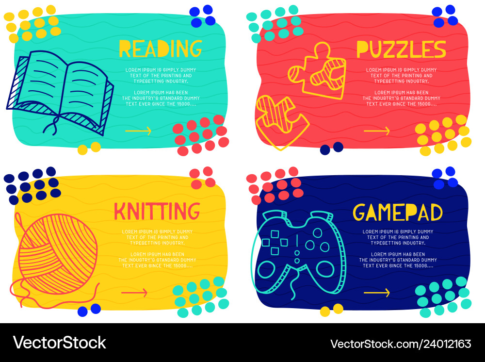 Set abstract landing page pattern with different vector image
