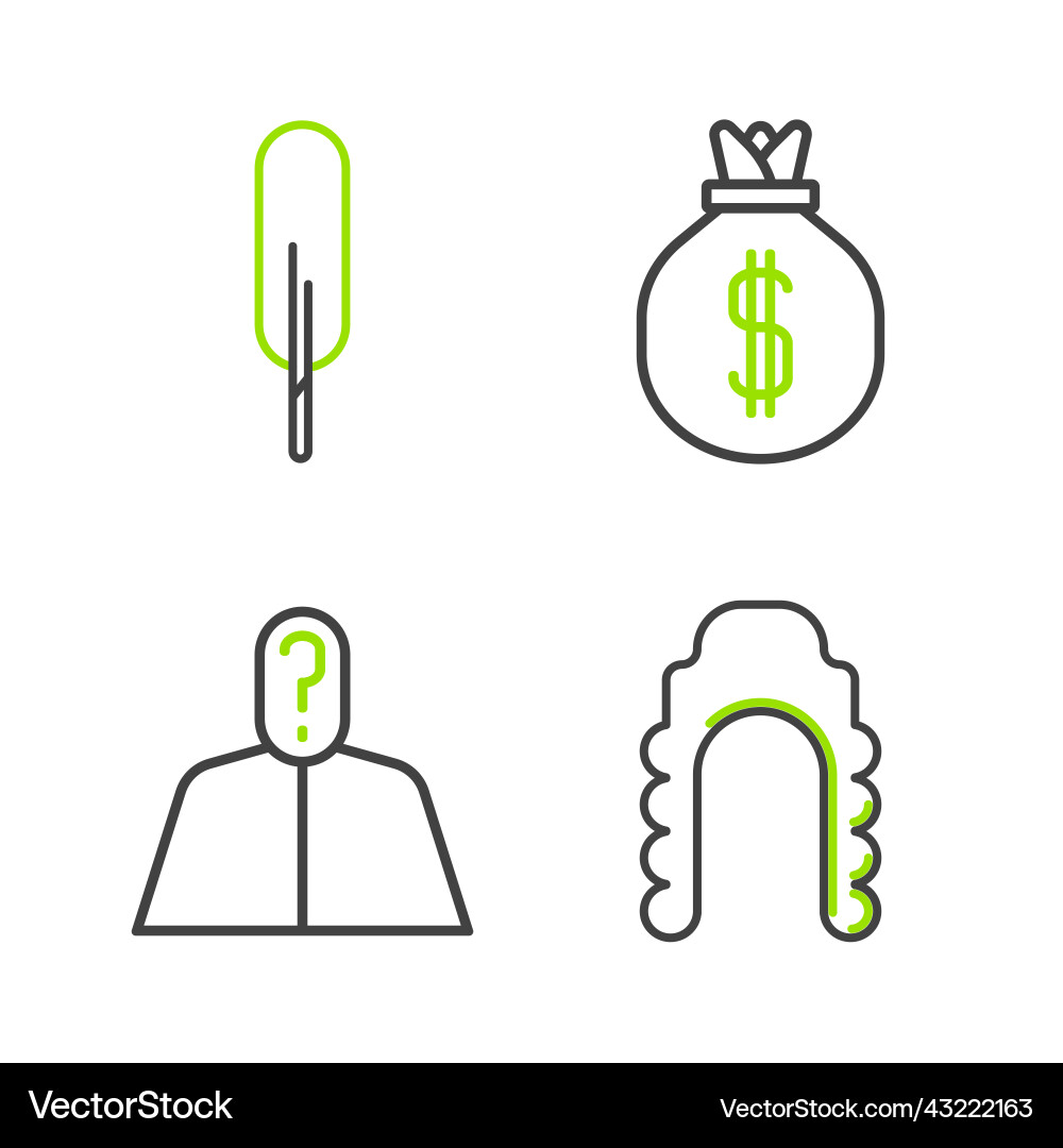 Set line judge wig anonymous with question mark Set line judge wig anonymous with question mark vector image