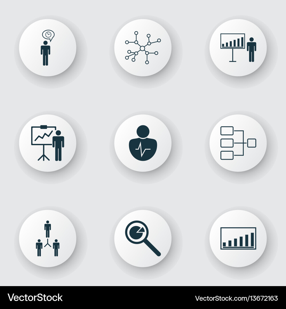 Set of 9 board icons includes project Vector Image