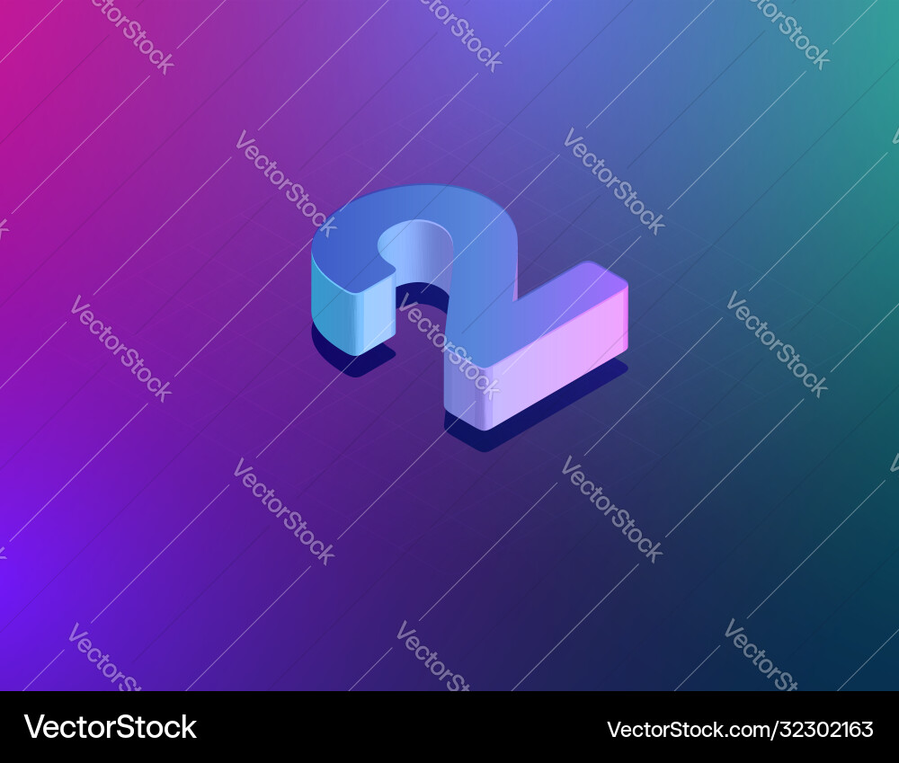 Three dee tech font character 2 isometric Three dee tech font character 2 isometric vector image