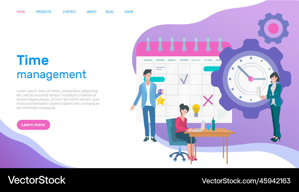 Time management workflow organization website Time management workflow organization website vector image
