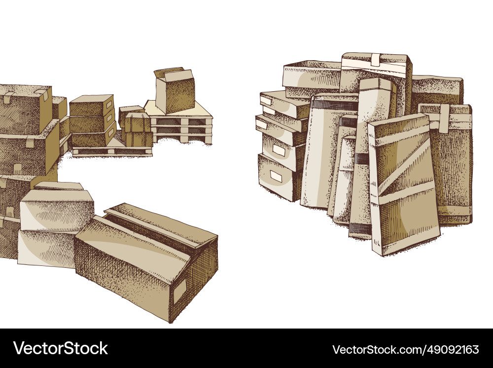 Warehouse Interior with Boxes - Storage Royalty Free Vector